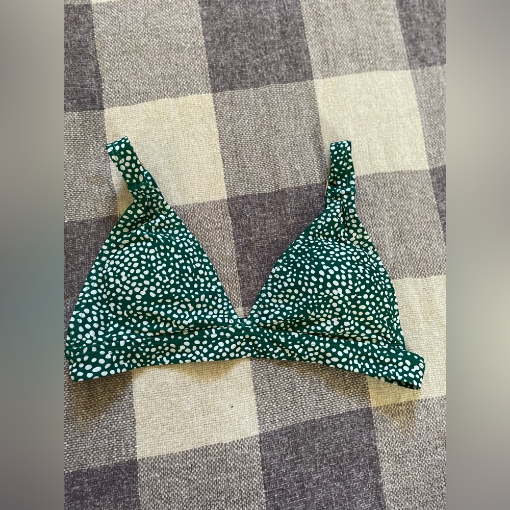 SHEIN women's medim green / white bikini swimsuit top